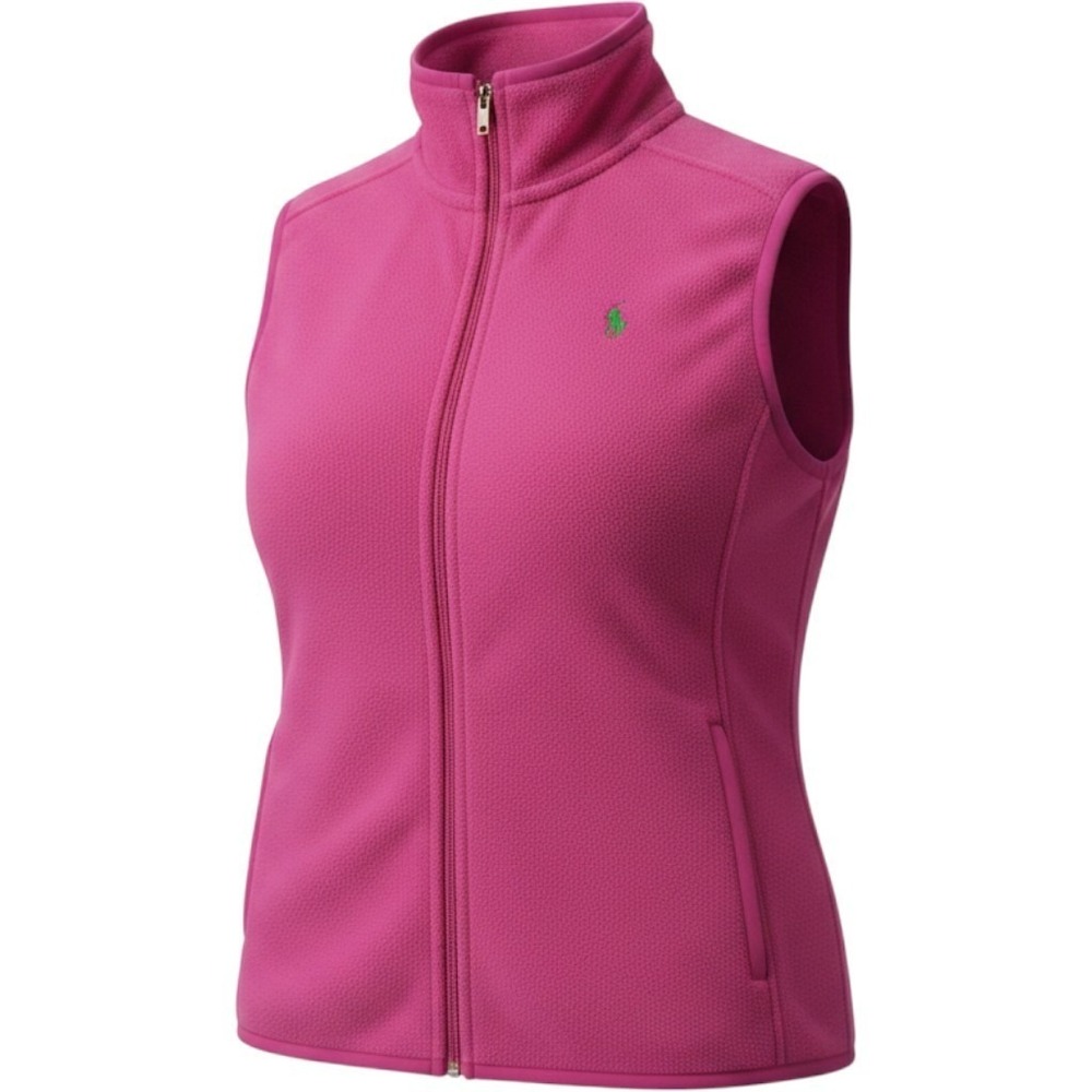 Polo Golf Ralph Lauren Fleece Vest Womens Medium Pink Excellent Full Zip Pony